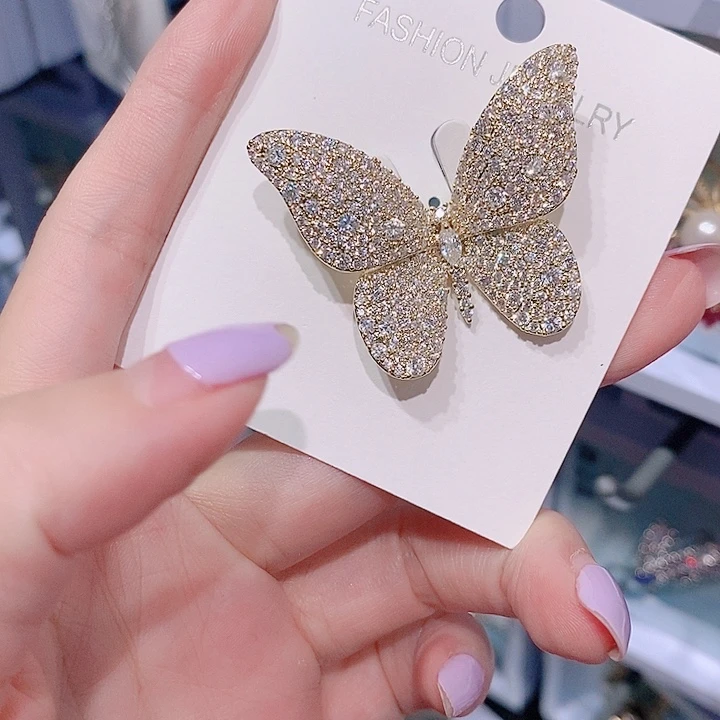 锆石铜合金蝴蝶胸针