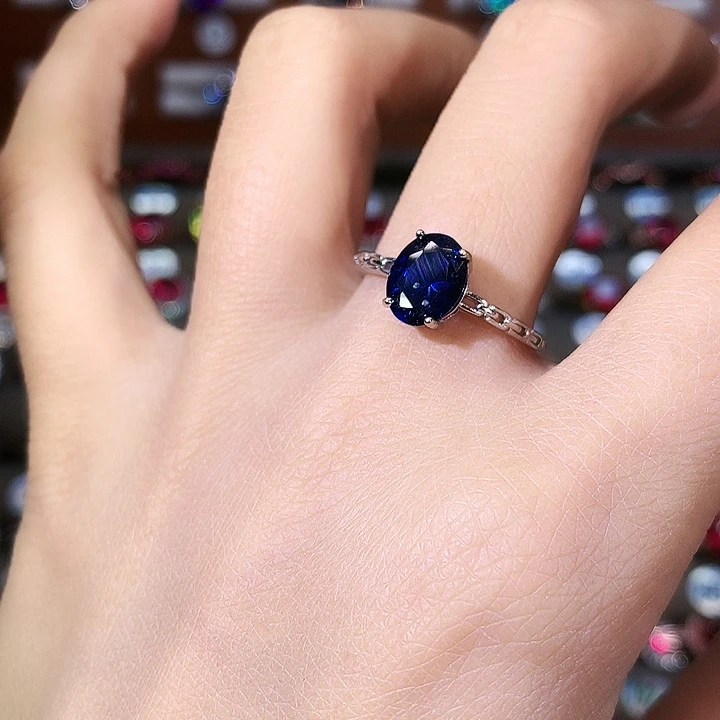 银S925镶嵌戒指蓝宝石白79