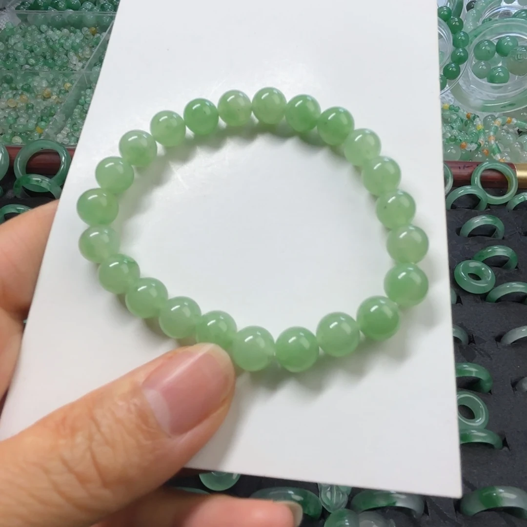 石英质玉（非洲翠）未镶嵌戒指  珠子  手镯卡8果绿手串