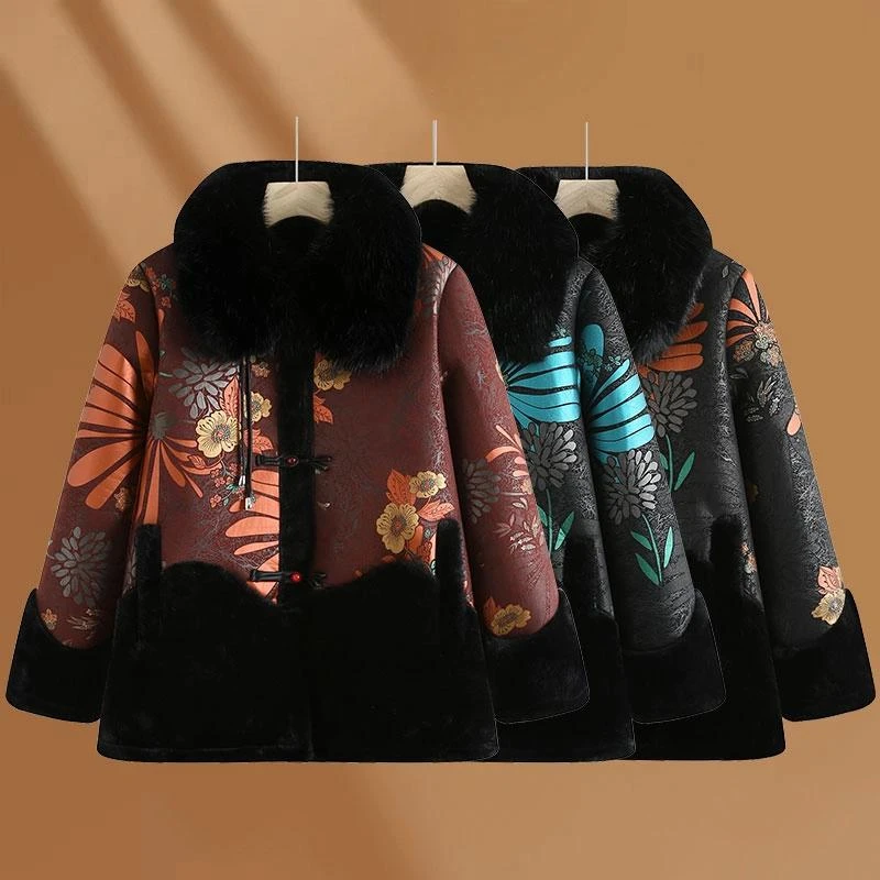 奶奶装冬装棉袄老年人冬季中国风棉服保暖加厚加绒棉衣民族风复古