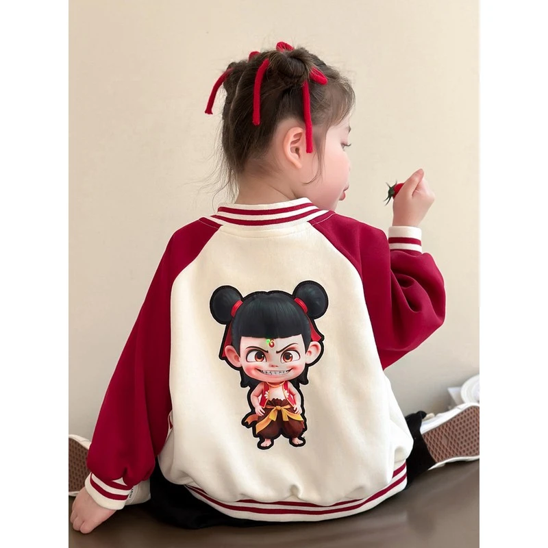 新疆西藏内蒙包邮女童棒球服春秋款2025新款儿童春装哪咤外套洋气