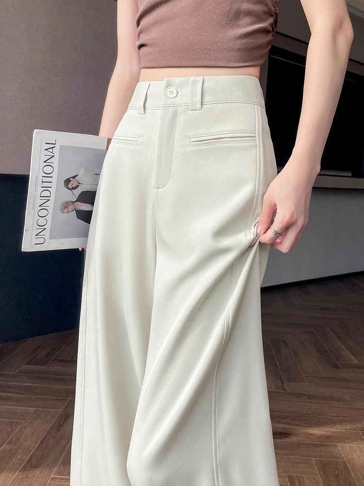 【现货加厚面料+运费险】西装阔腿裤女初秋高级感裤直筒拖地阔腿裤4
