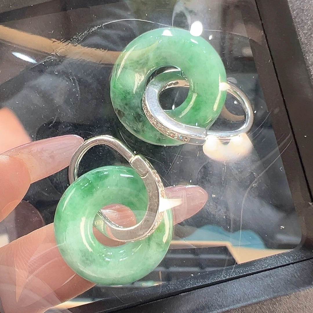 翡翠耳饰银S925镶嵌耳环23