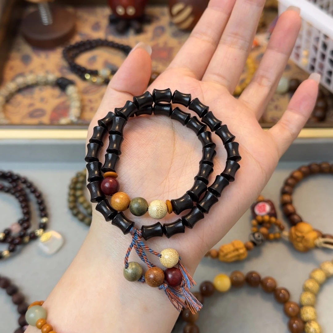 菩提手串/手链黑檀双圈竹节