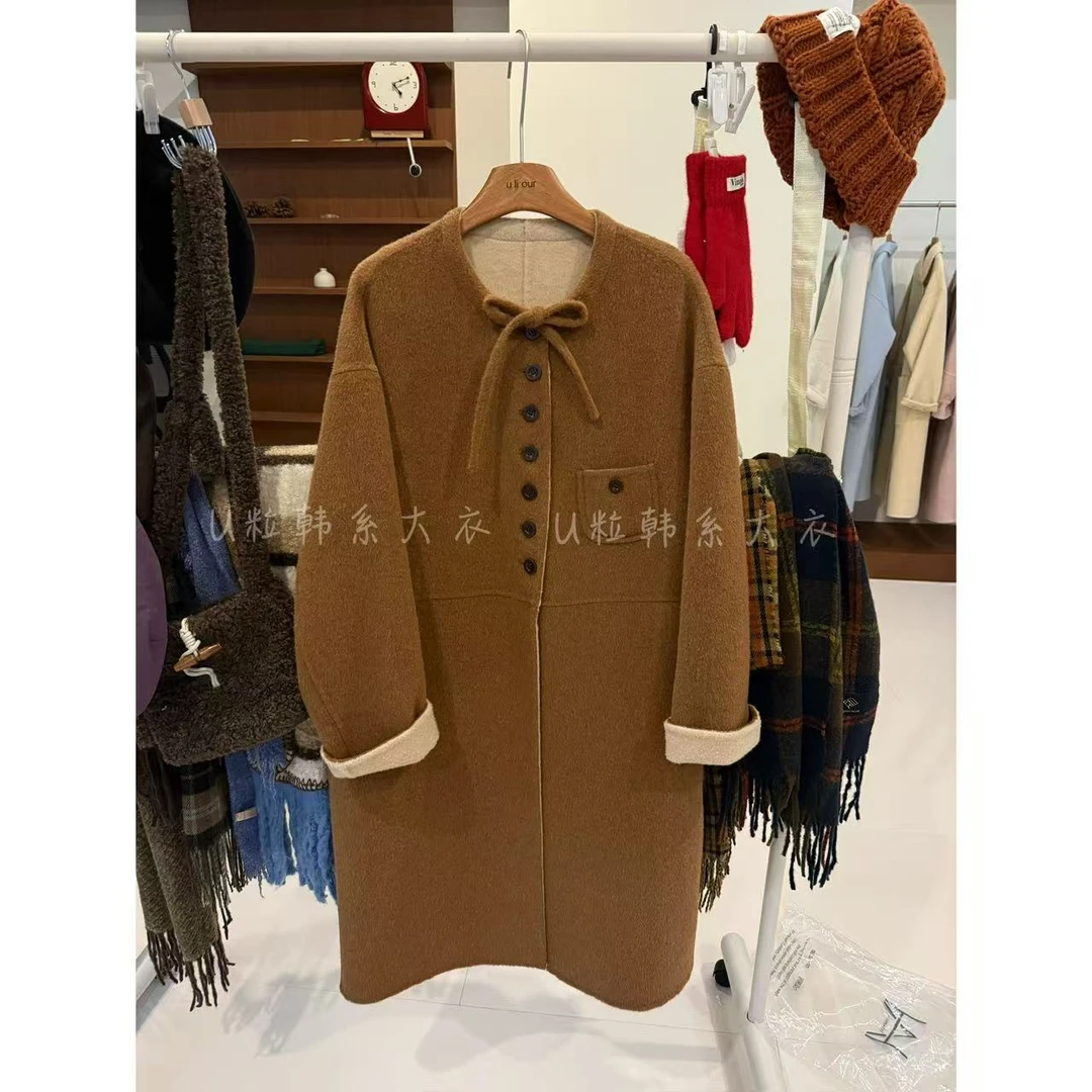 反季大促【焦糖玛奇朵】韩系时尚双面双色款宽松休闲长款羊毛大衣