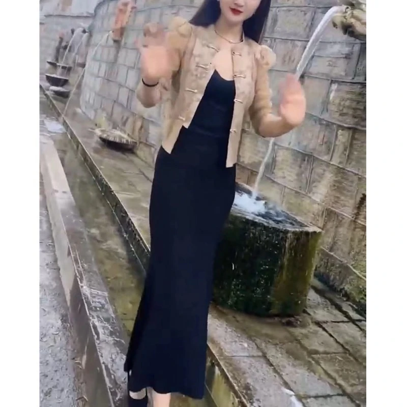 大爱美依缘2025夏季新款新中式盘扣外套搭配长款连衣裙女潮