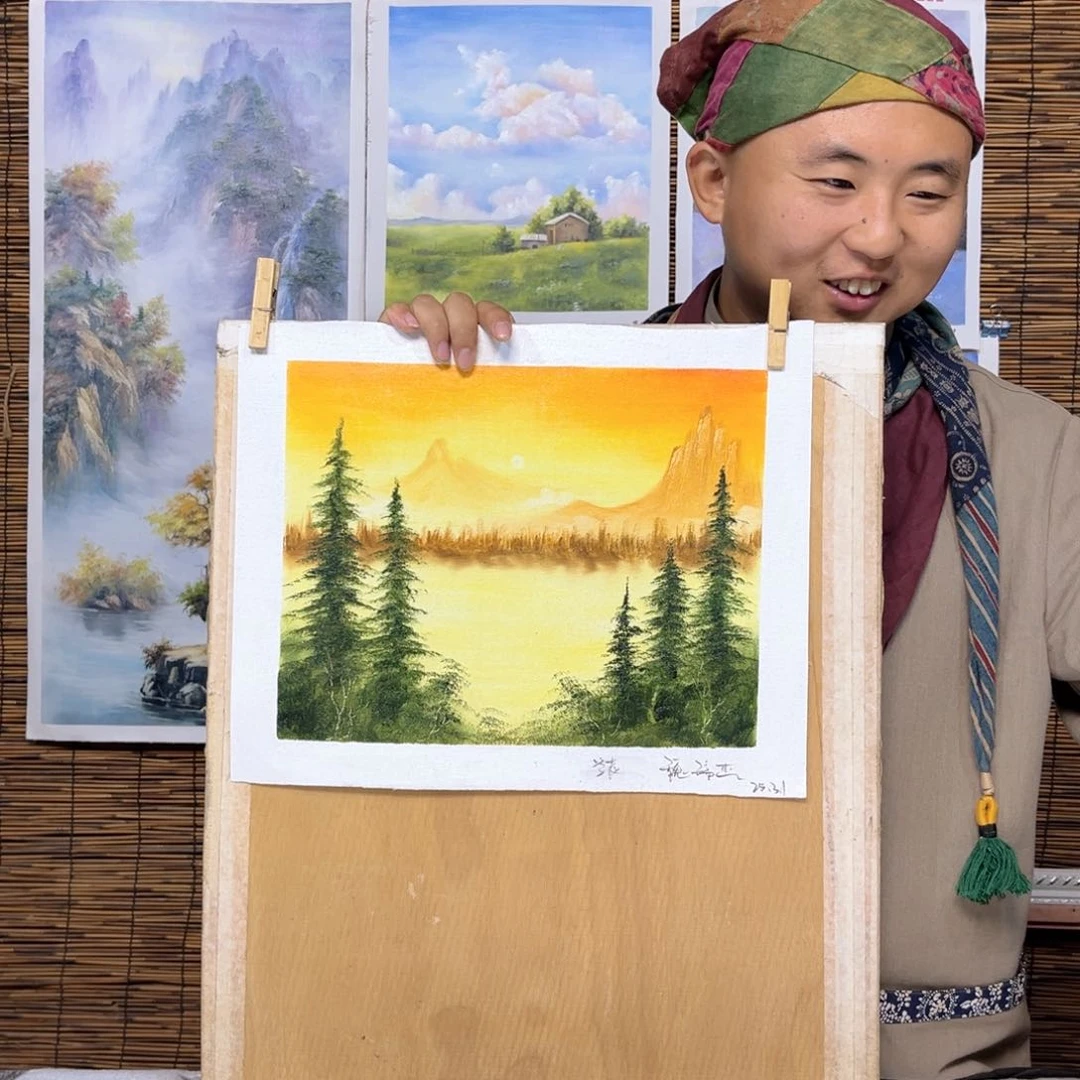 油画逆**命行路人小院绘画作品竞拍