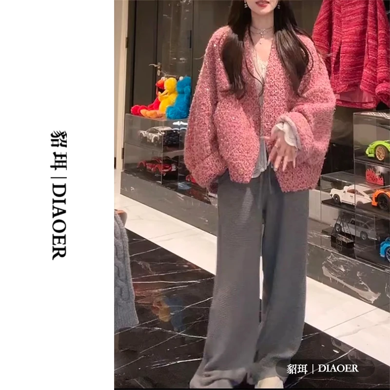 2025秋冬女新款厚版宽松亮片小香风外套