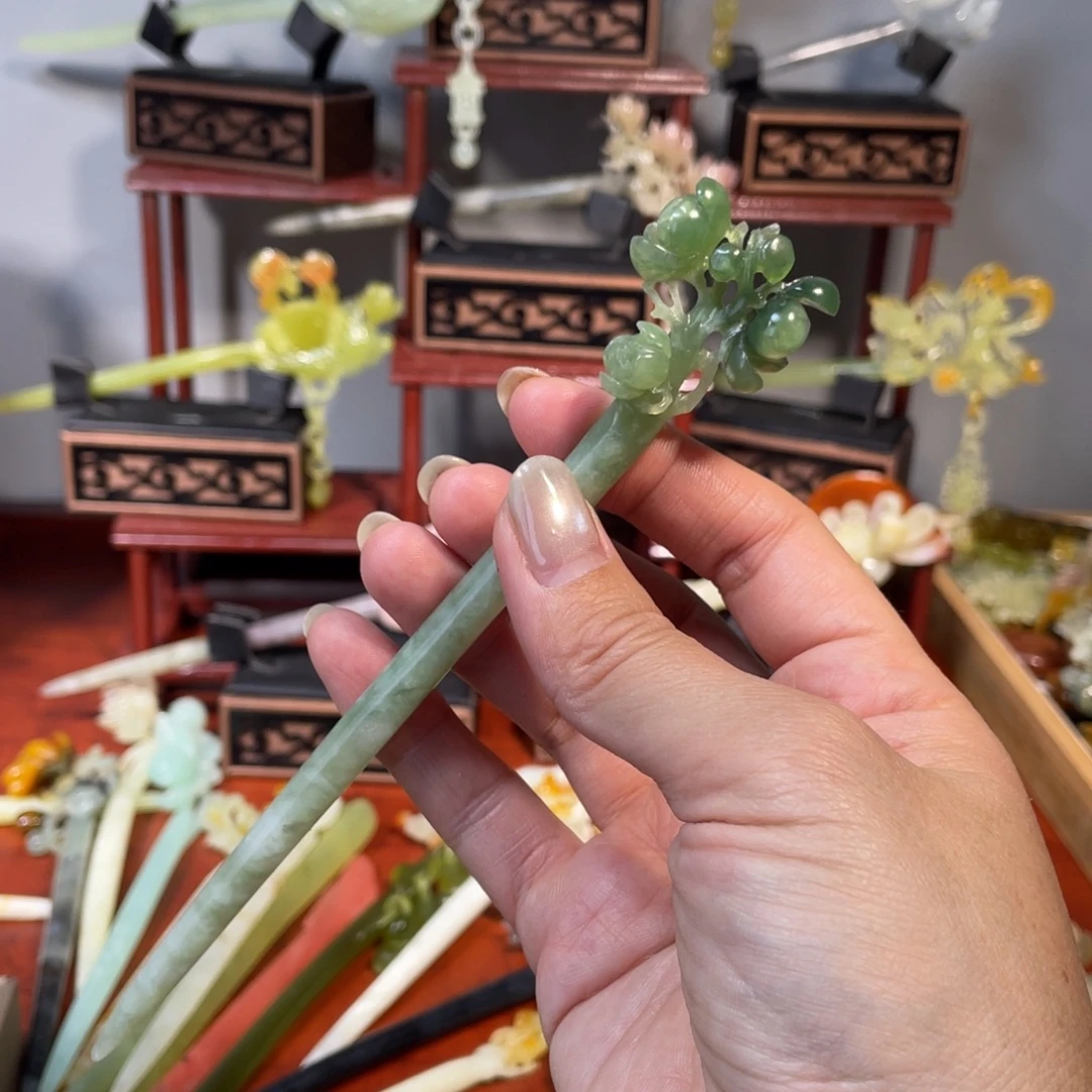 蛇纹石玉合金发饰