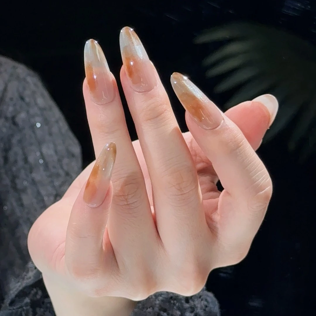 狐甲一方【橘子海】晕染款简约温婉大气纯手工穿戴甲