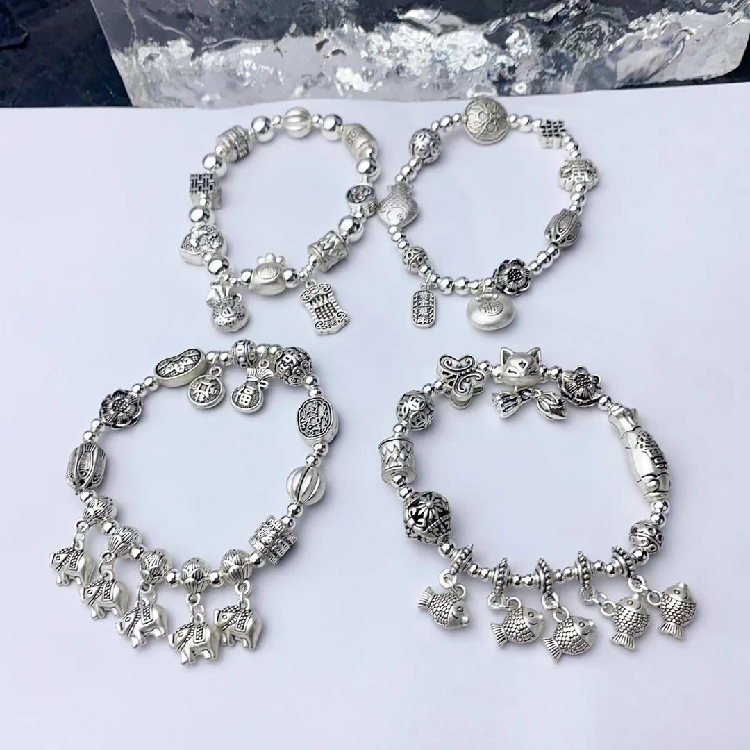 合金手链 好多鱼福袋吉象弹力手链复古小鱼手串学生闺蜜礼物手饰