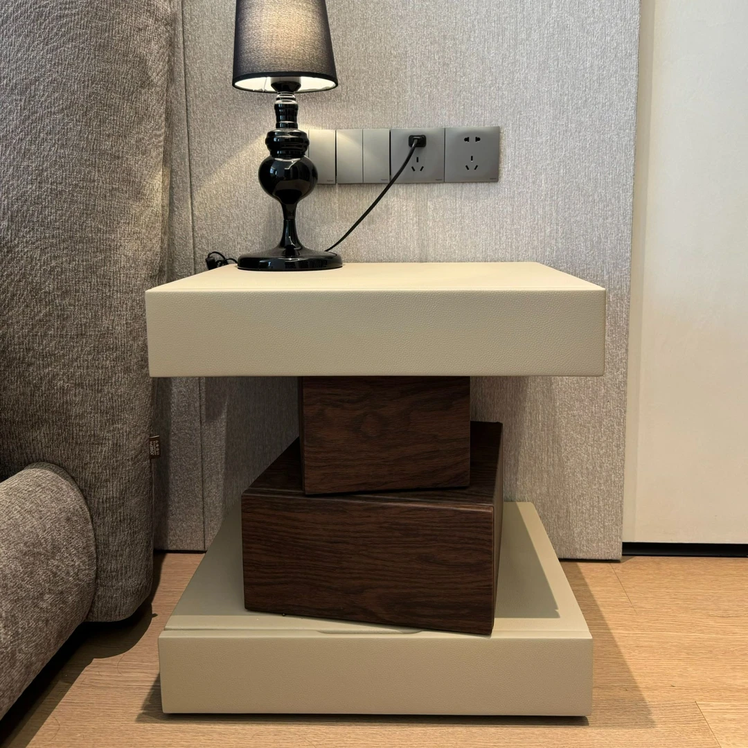 全实木创意方形床头柜设计师款四抽卧室整装简易个性简约置物边柜