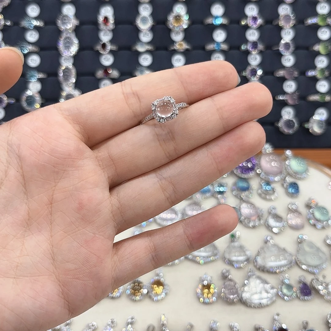银S925镶嵌戒指烟晶