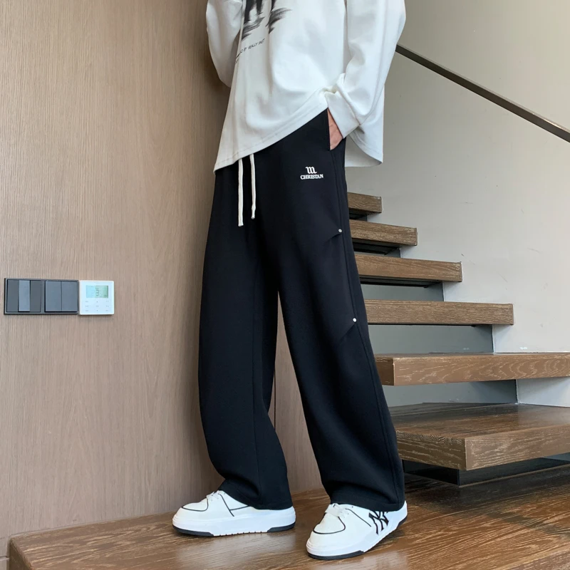 男生秋季新款休闲运动工装直筒长裤青少年学生潮流帅气百搭阔腿裤