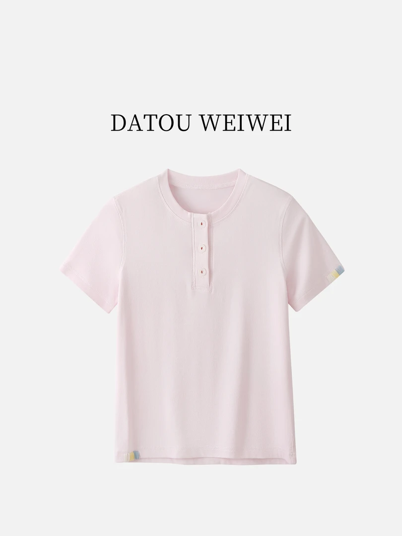 【大头韦韦】手工坊系列【盘金绣】手工撞色短袖785028