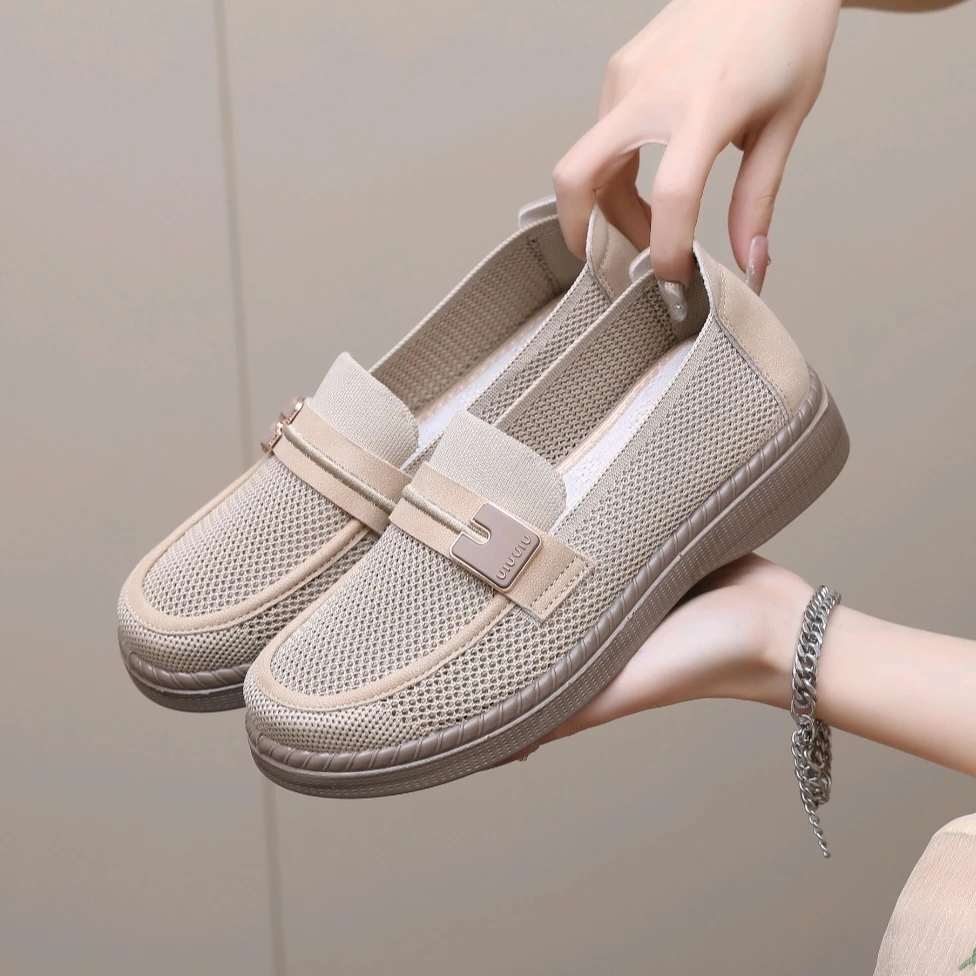 夏季老北京布鞋妈妈鞋女软底舒适上班平底鞋百搭女鞋镂空网面凉鞋