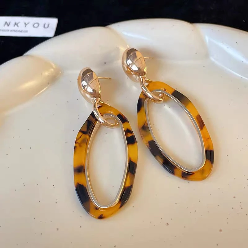 合金亚克力耳饰 561号几何图案创意图案豹纹耳环时尚欧美气质简约