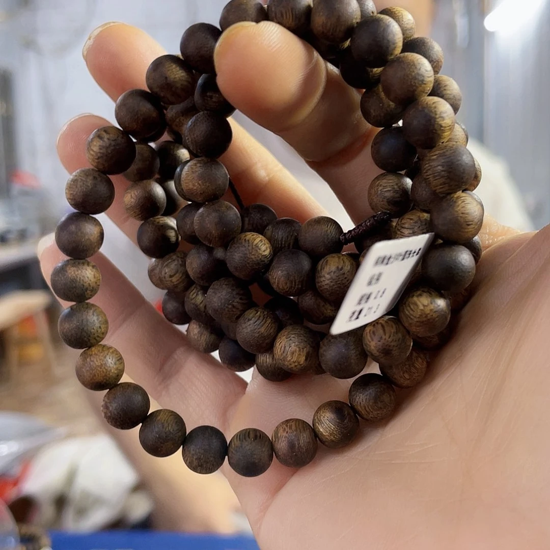 沉香手串棋楠金沙叶圆珠长串0.8/21克多样性发一