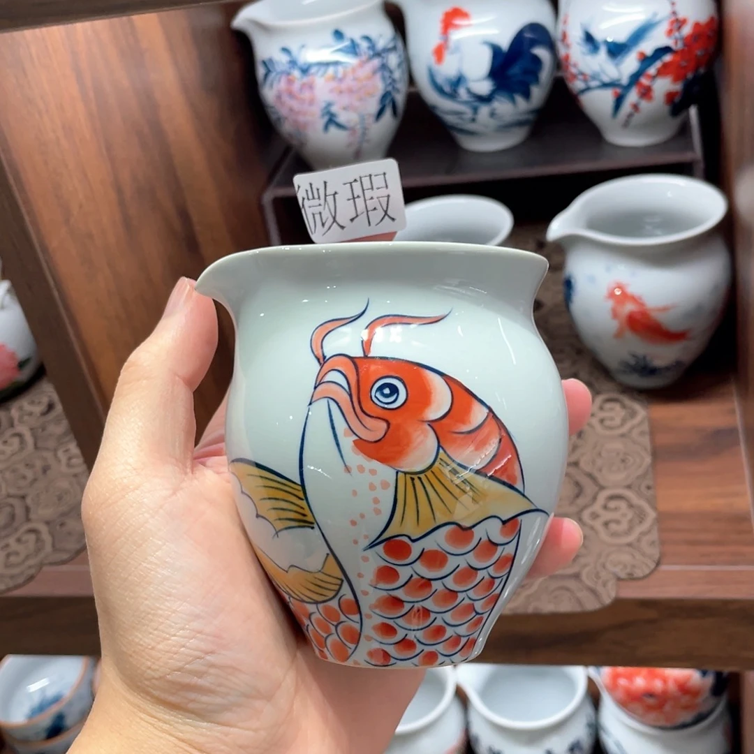 釉下手绘茶具微瑕