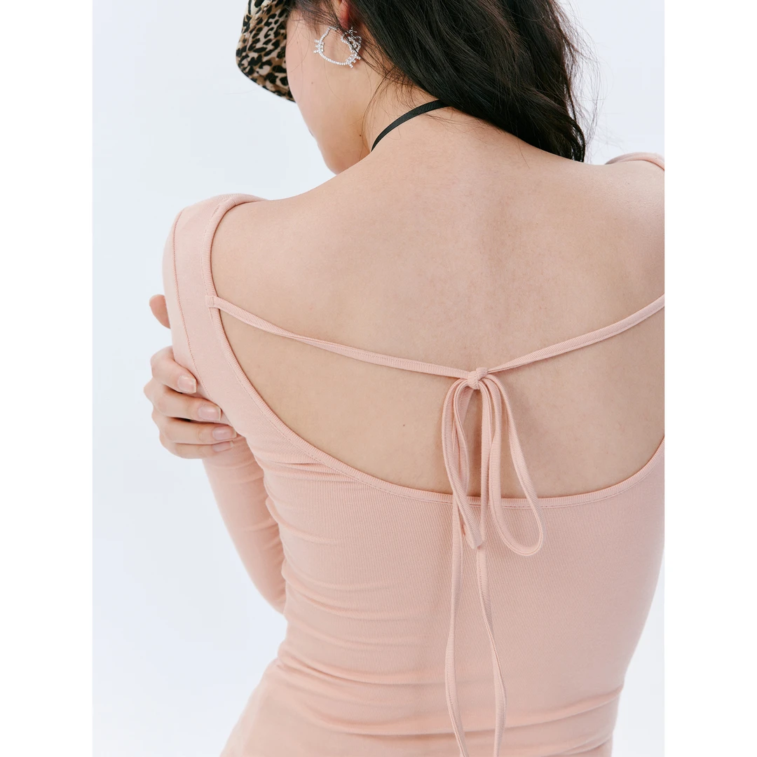 VICKYY原创设计2025夏季新款弹性系带性感风修身显瘦针织打底衫女