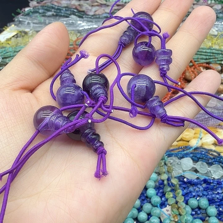 水晶珠宝半成品未镶嵌卡12紫水晶三通一个