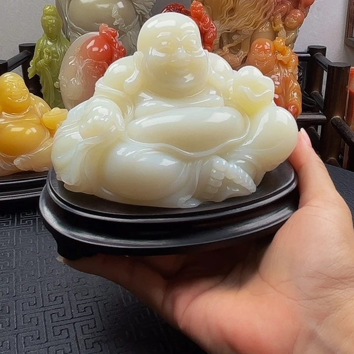 开***心寿山石弥勒大摆件