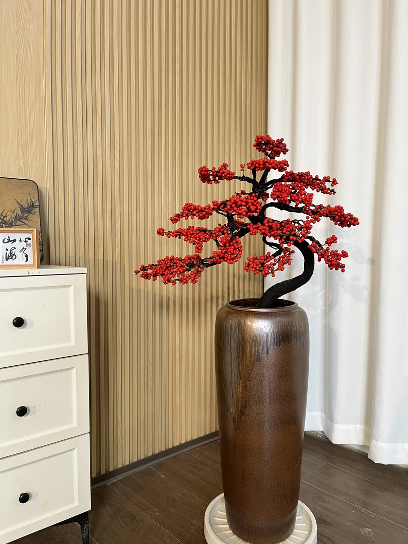 小叶紫檀北美冬青百合竹高端老桩盆栽室内大型绿植轻奢摆件绿植