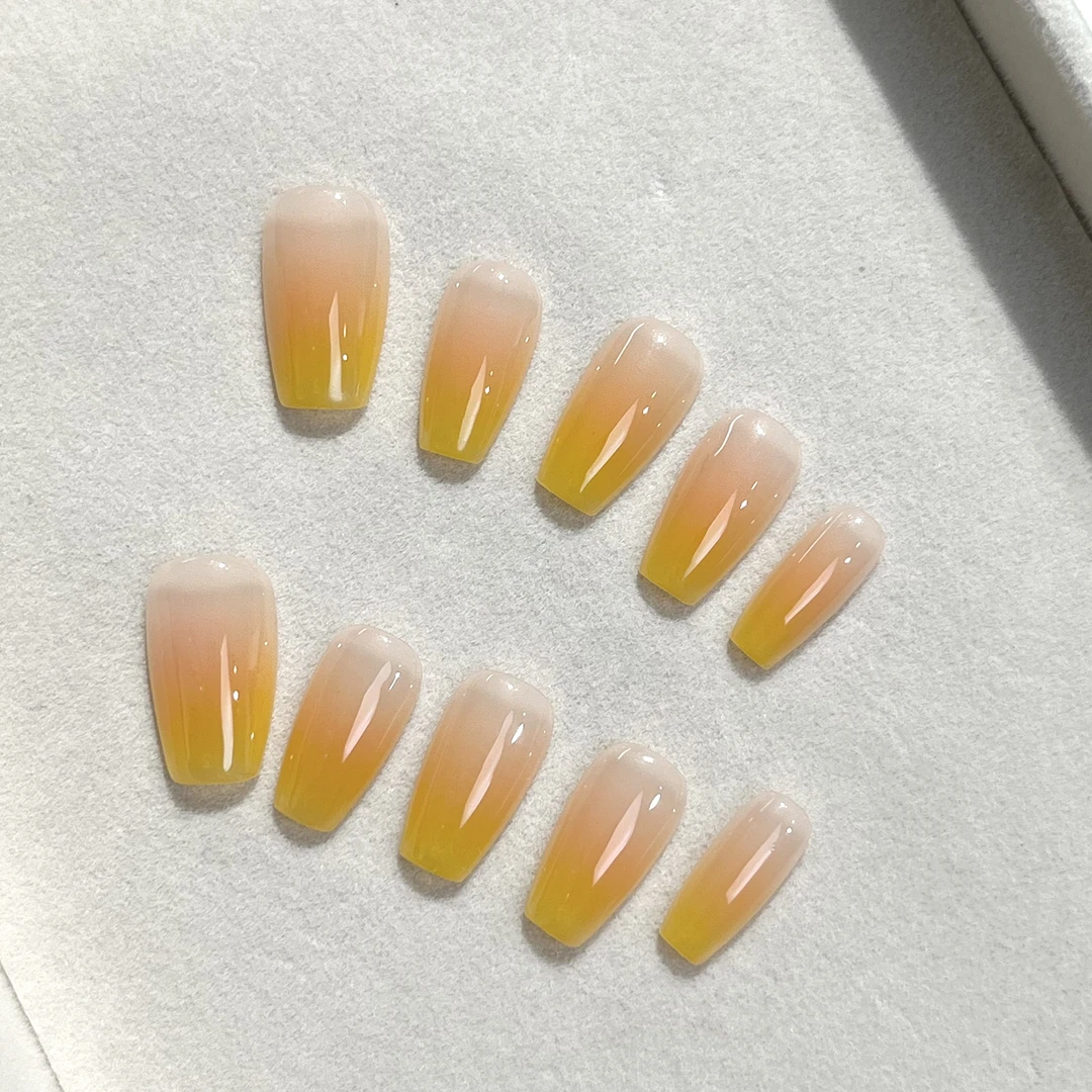柒画定制款（短 T20mm）杨枝甘露奶呼呼黄色渐变显白气质手工穿戴甲