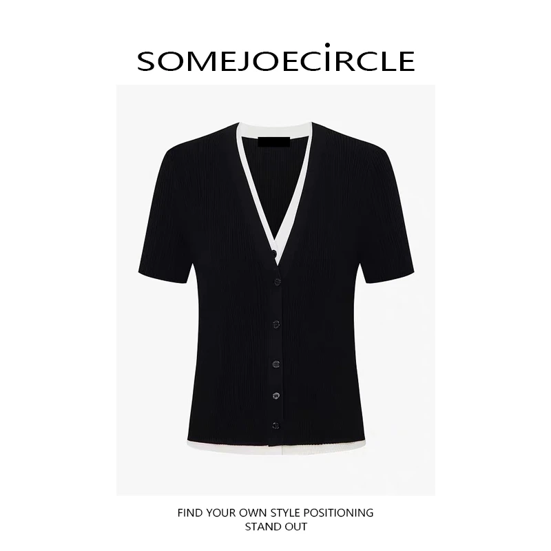 SOMEJOECIRCLE【MC渠道】假两件修身截短式收腰露腰上衣Z5897