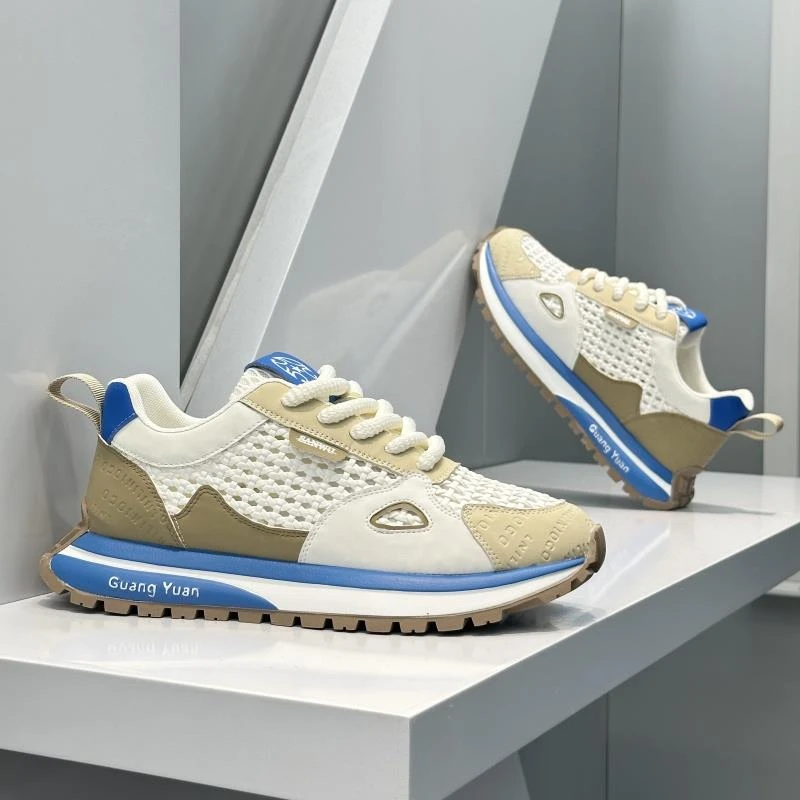 HKHY男士鞋子2025新款爆款舒适透气休闲网面低帮老爹鞋复古运动