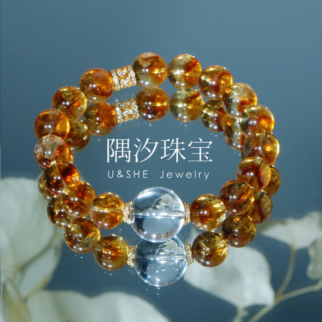 天然水晶黄塔晶白水晶手串·多样性发一