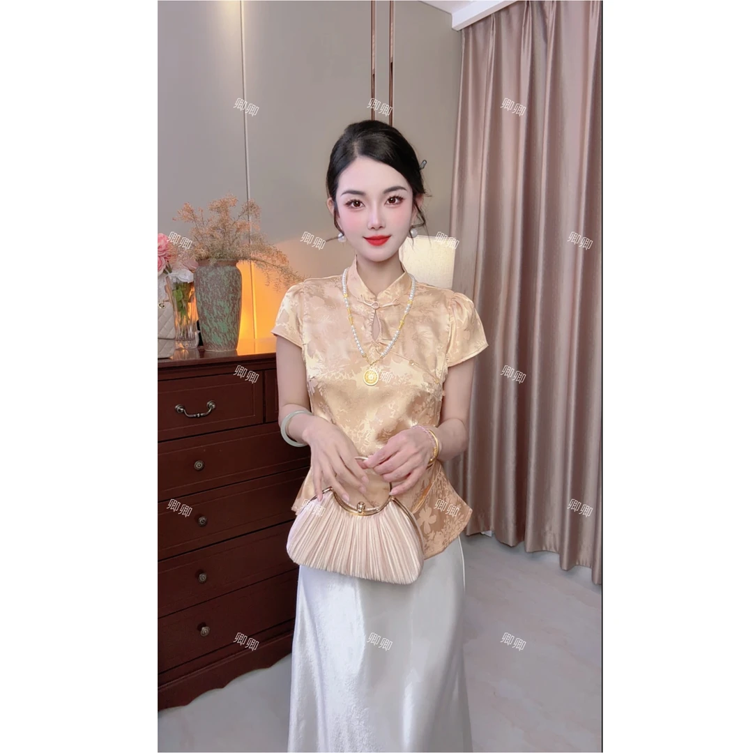 【有感轻奢】知否夏新中式T恤女收腰显瘦超好看绝美短袖时尚中国风