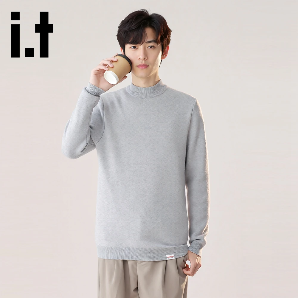 it:CHOCOOLATE纯色简约百搭针织毛衣男士2025冬季内搭保暖休闲衫