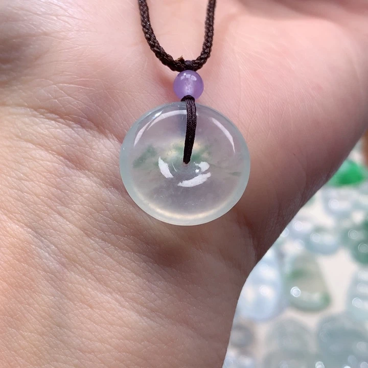 翡翠未镶嵌颈饰冰种飘花小平安扣