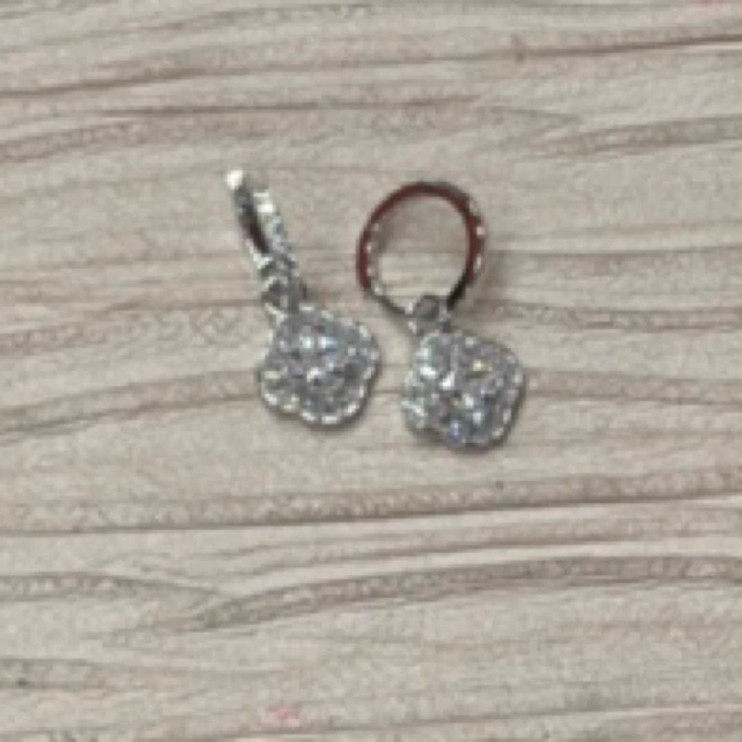 铜合金耳饰 21470 白石四叶花耳扣 银色底