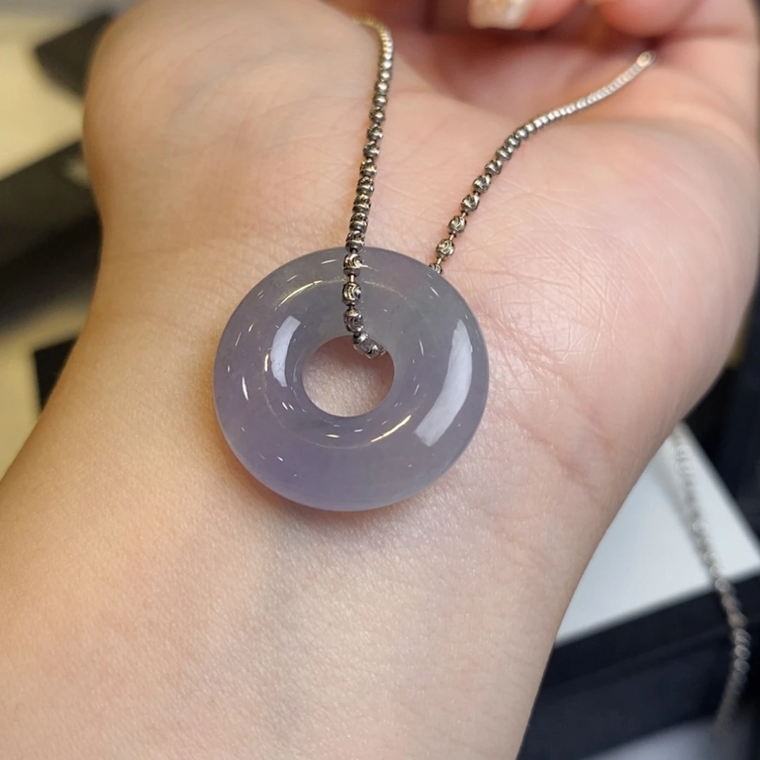 翡翠吊坠(不含链)未镶嵌冰紫甜甜圈（21.6-4.9）