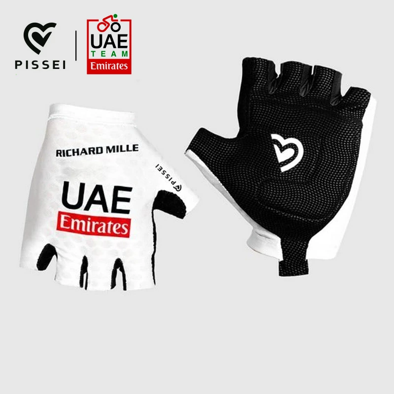 官方授权PISSEI UAE车队男女夏自行车骑行短指手套半指手套波加查