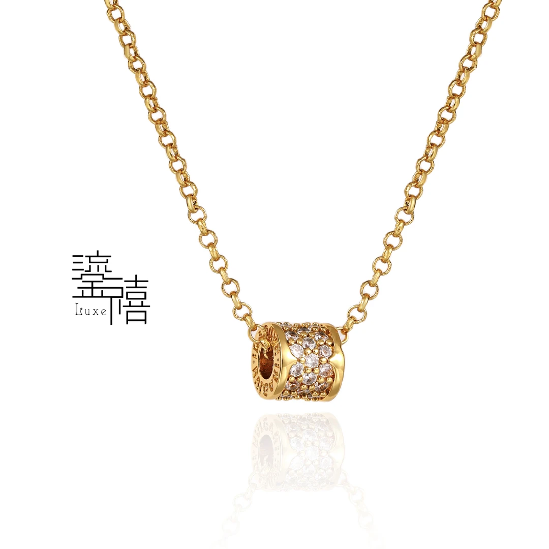 铜合金项链 福利【鎏禧】轻奢铜合金【满钻小蛮腰】气质项链百搭铜镀