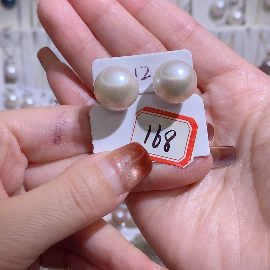 淡水珍珠耳饰银S925镶嵌w14.3