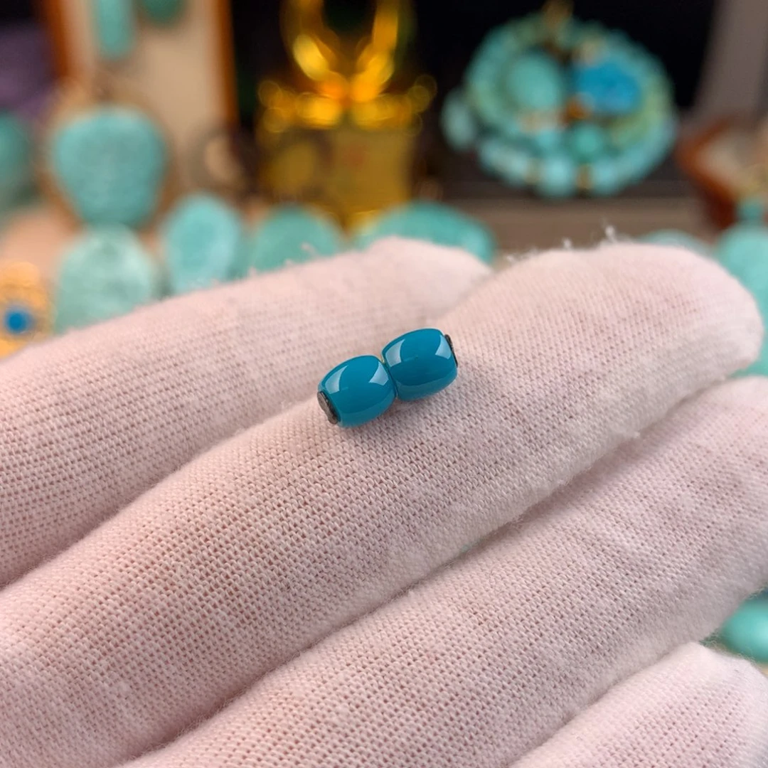 绿松石未镶嵌对珠卡5