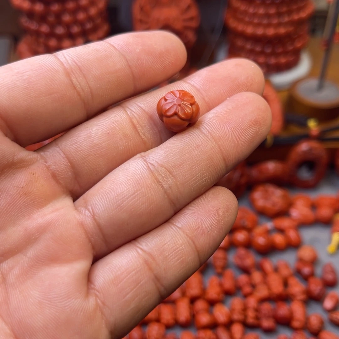 真***真南红玛瑙未镶嵌川料精工柿子卡11mm