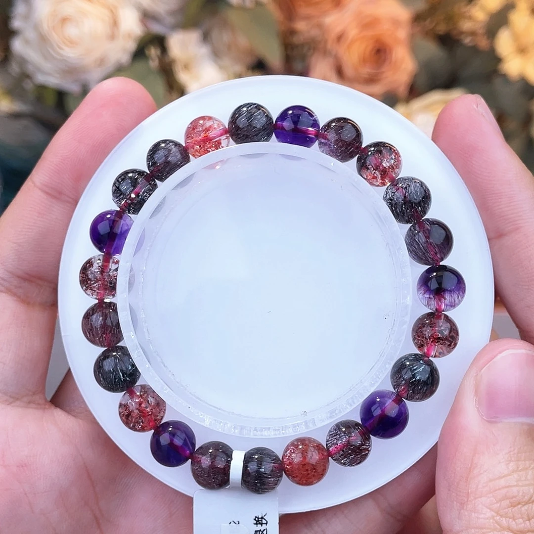 水晶手串未镶嵌黑加仑超七8m