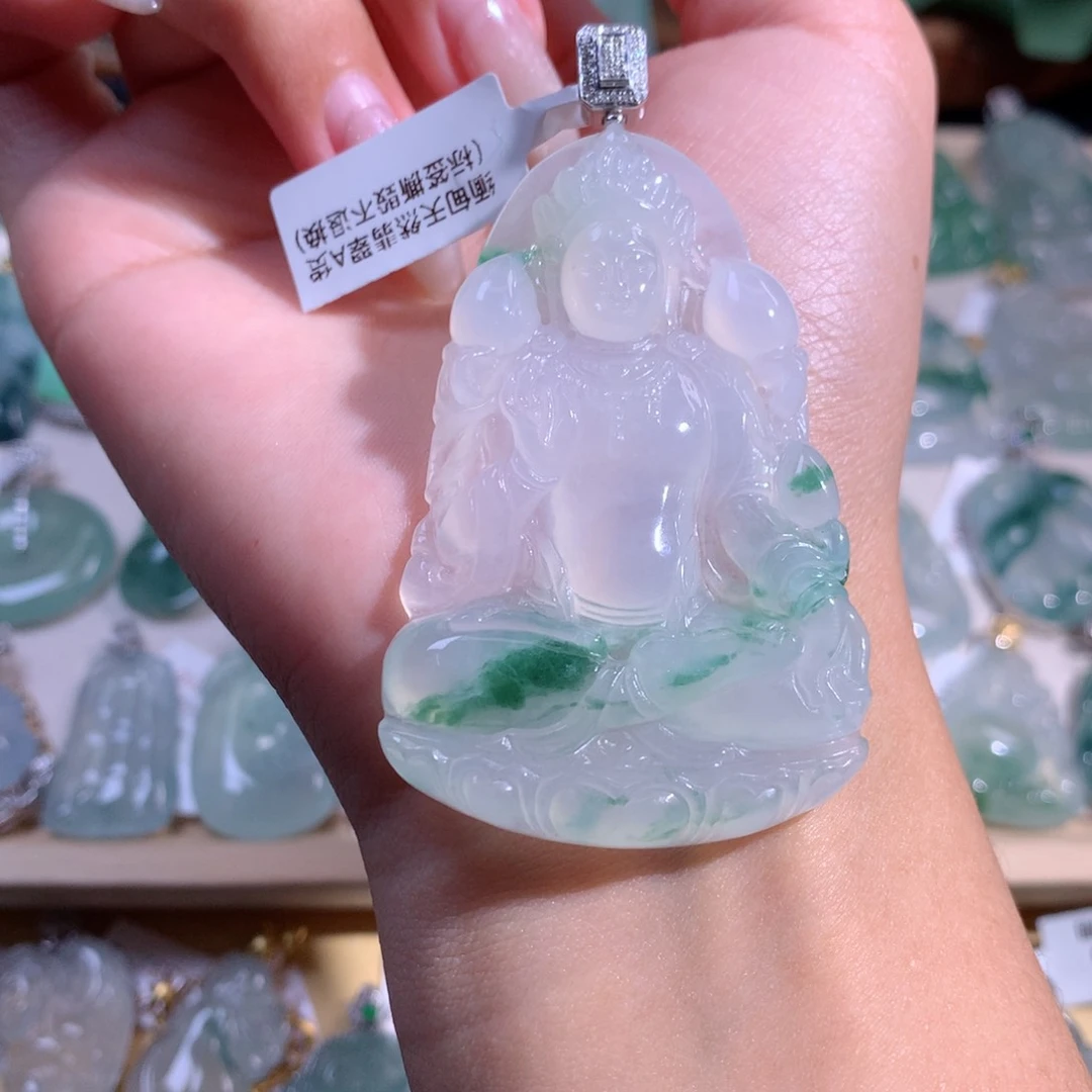 翡翠吊坠(不含链)18K金镶嵌