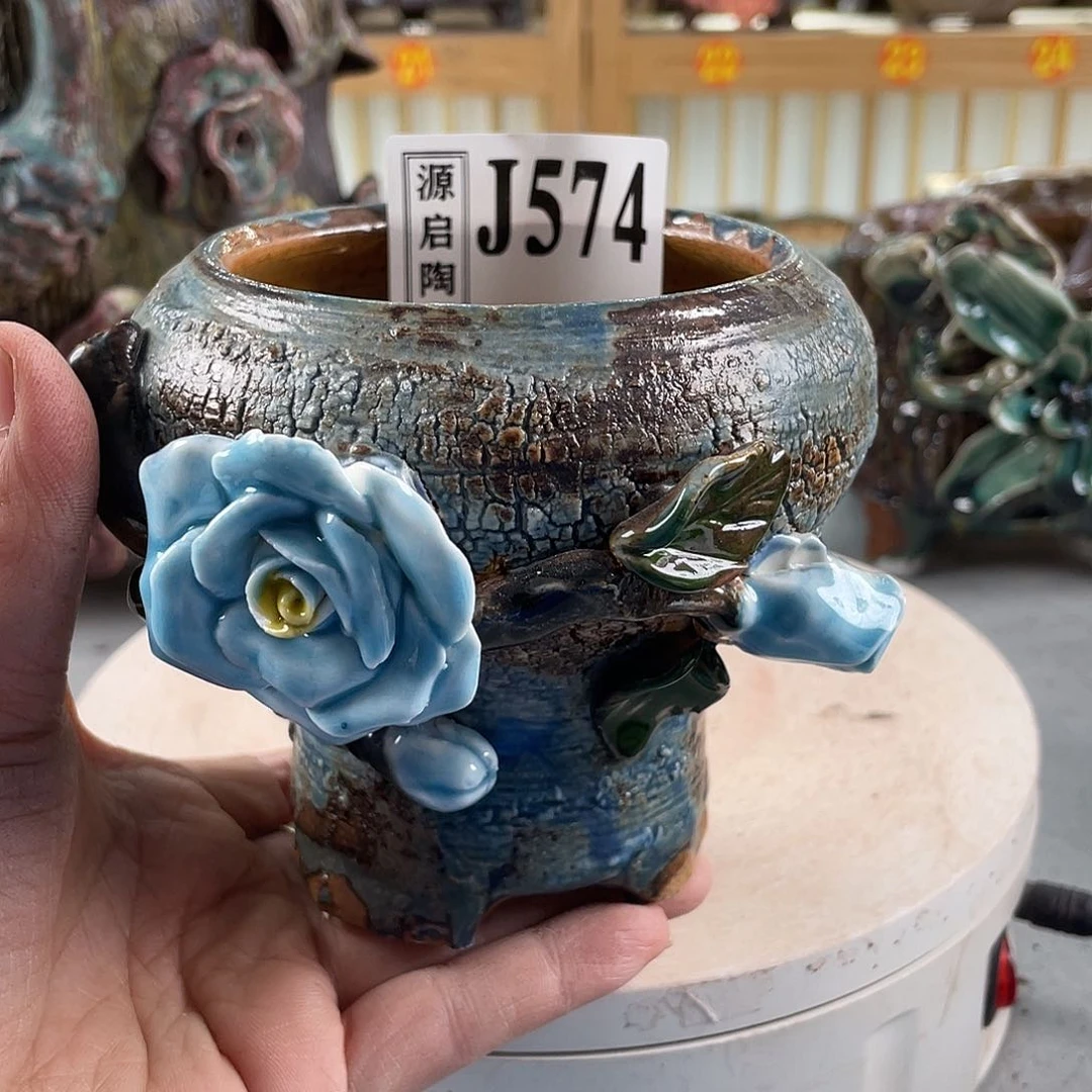 紫砂花盆景德镇陶瓷多肉花盆574