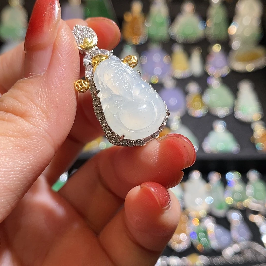 颈饰银S925镶嵌翡翠天然翡翠