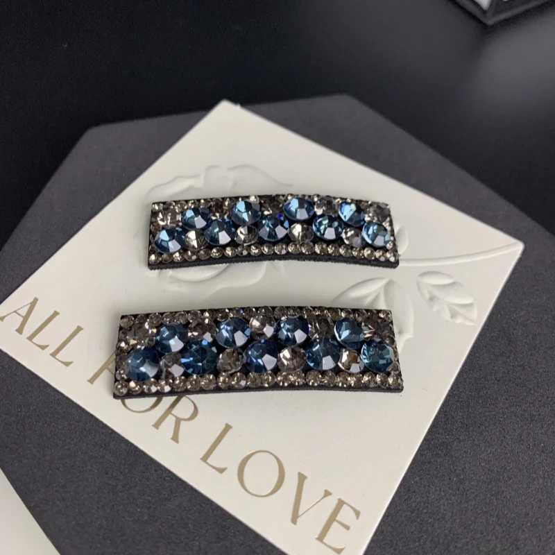 K845【金闪闪】5厘米满钻墨蓝色BB夹两只装