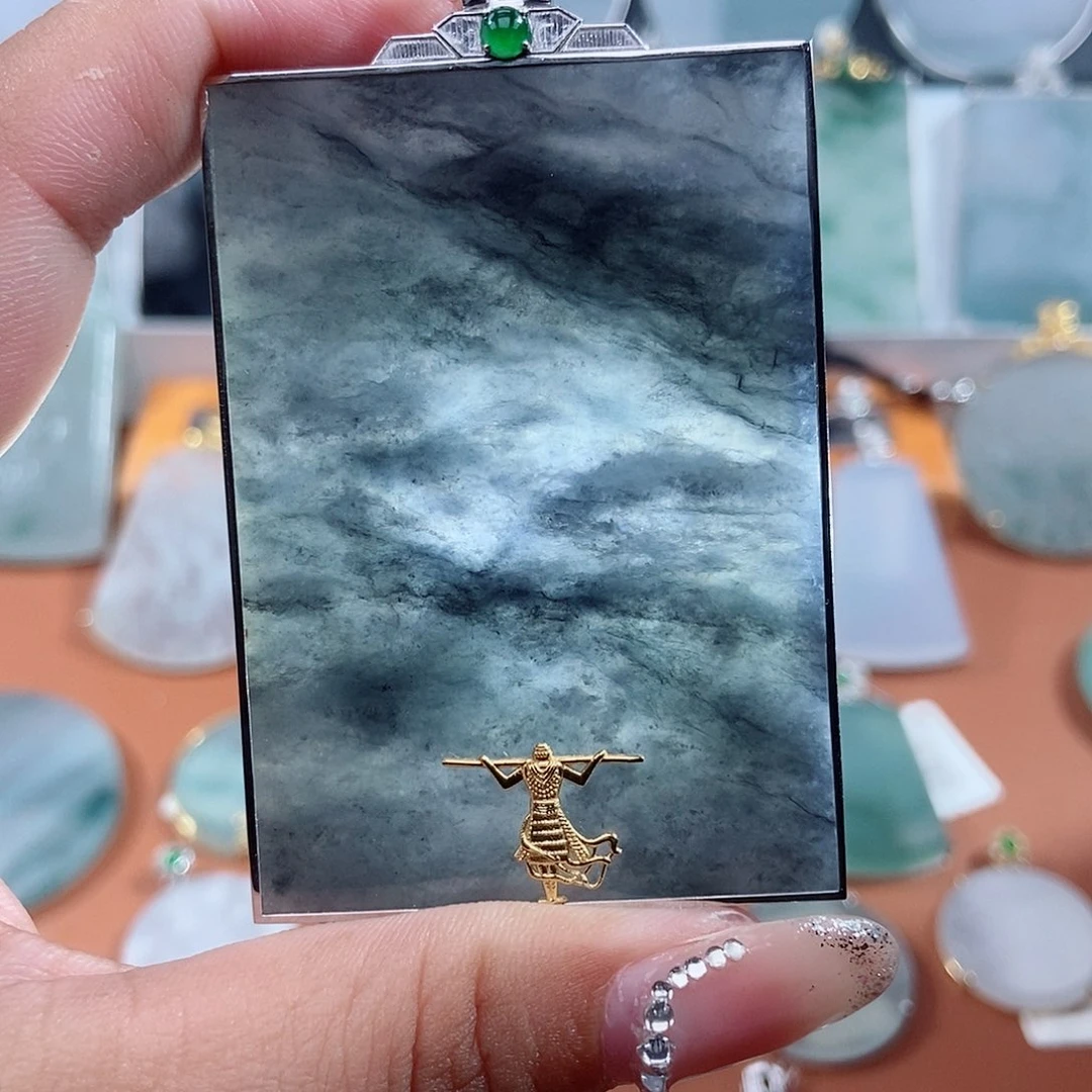 快***组翡翠18K金镶嵌吊坠(不含链)