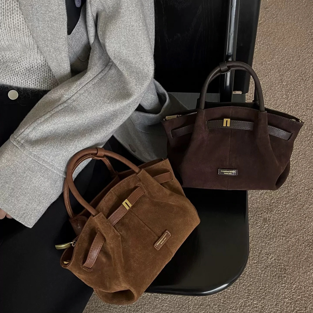 高级感磨砂牛皮小懒包2025新款秋冬包包真皮斜挎包女通勤手提女包