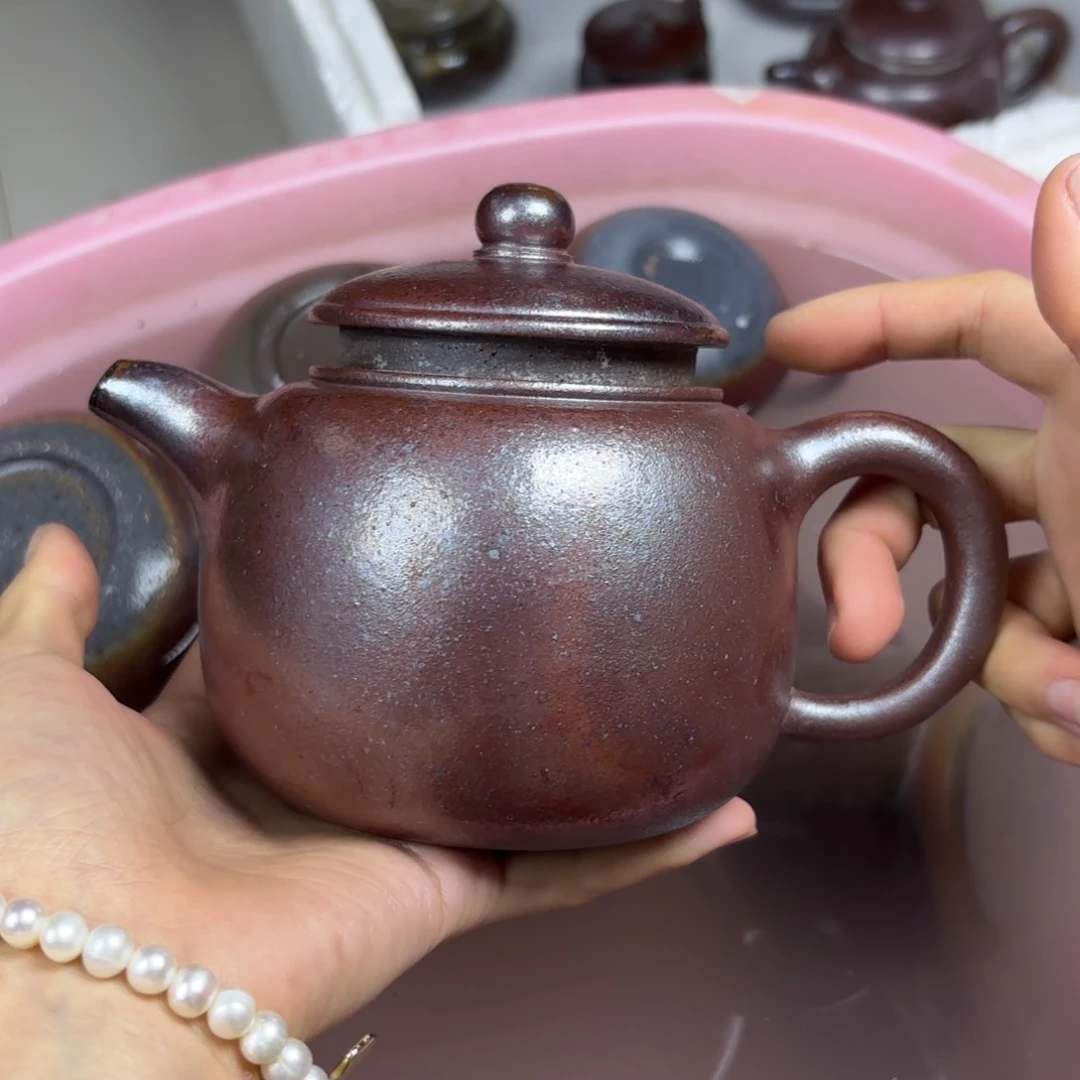 壶微瑕柴烧紫砂壶匏尊