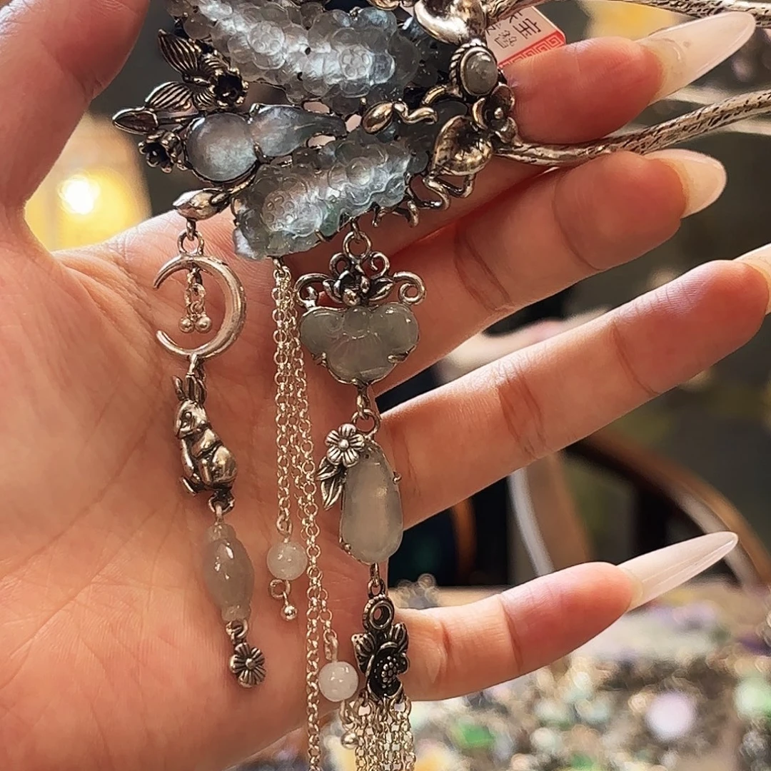 翡翠银S925镶嵌挂件